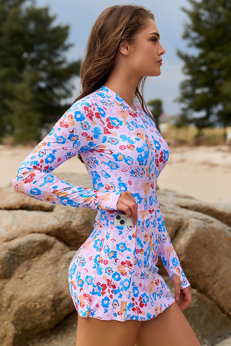 Women's Long Sleeve Zip Sun Protection Swimsuits