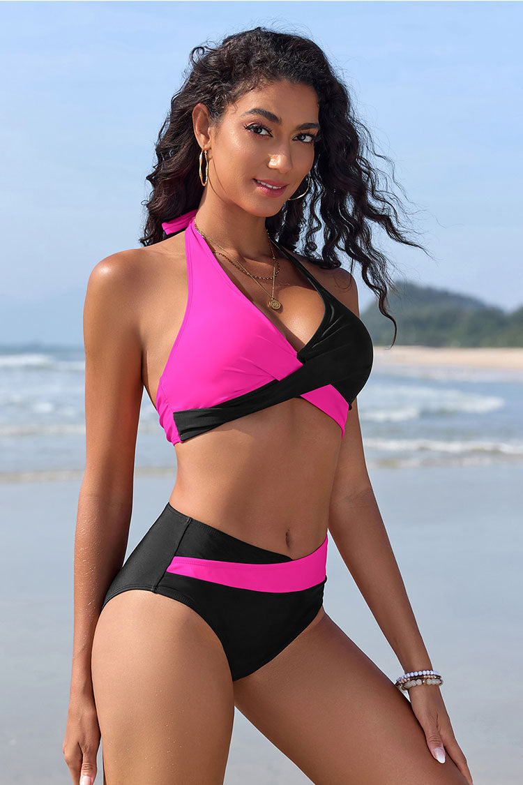 Women's Push Up Halter V Neck Bikini Set