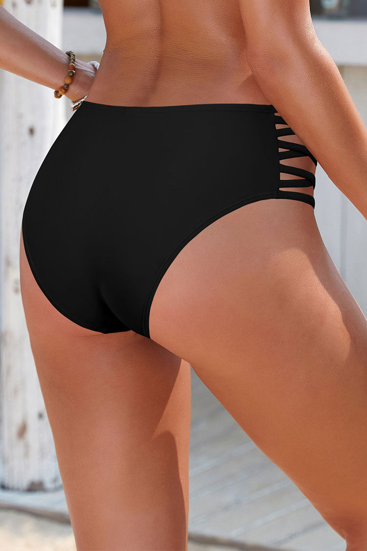 Women's Strappy Cutout Mid Waist Bikini Bottoms