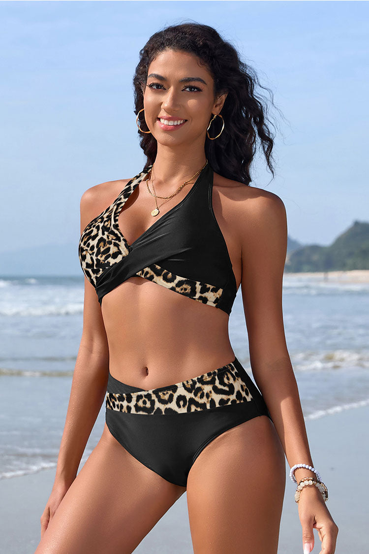 Women's Push Up Halter V Neck Bikini Set