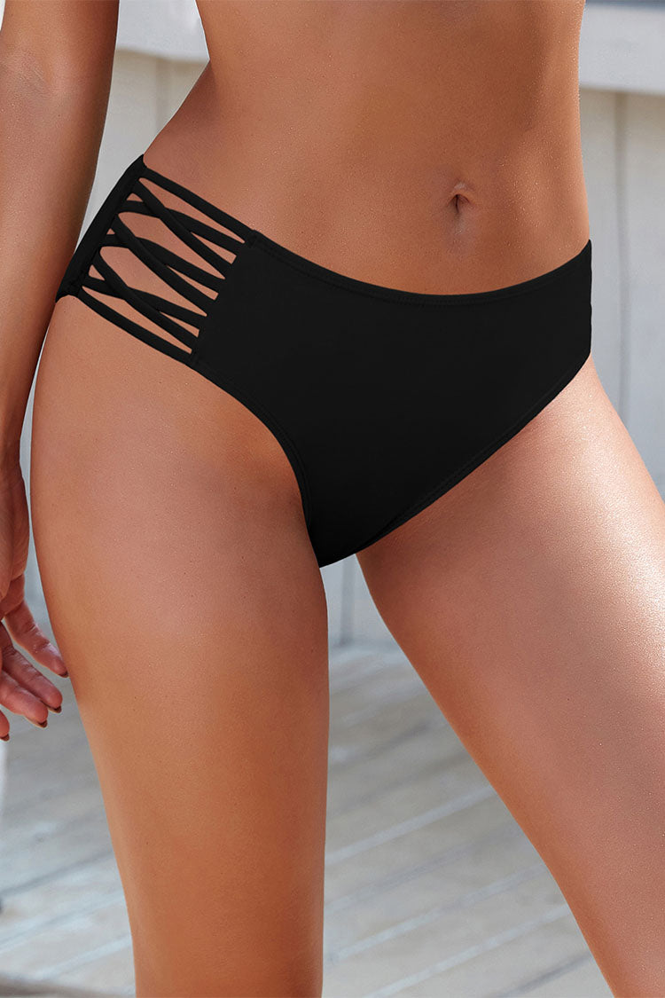 Women's Strappy Cutout Mid Waist Bikini Bottoms