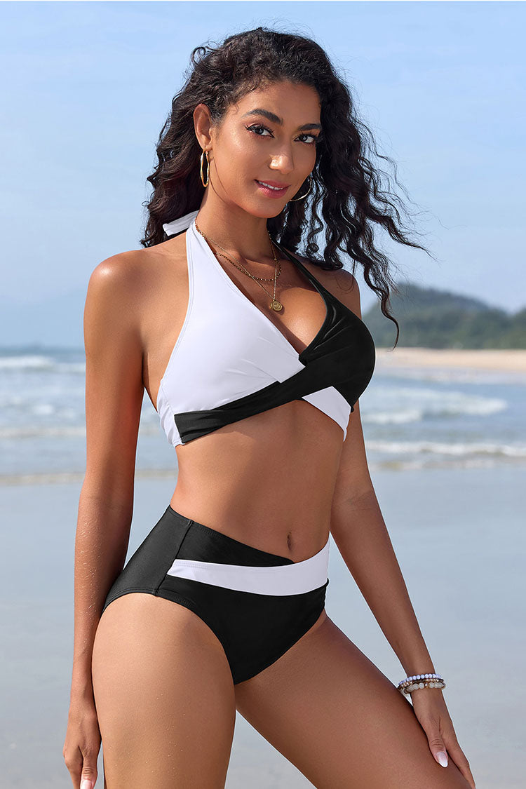 Women's Push Up Halter V Neck Bikini Set