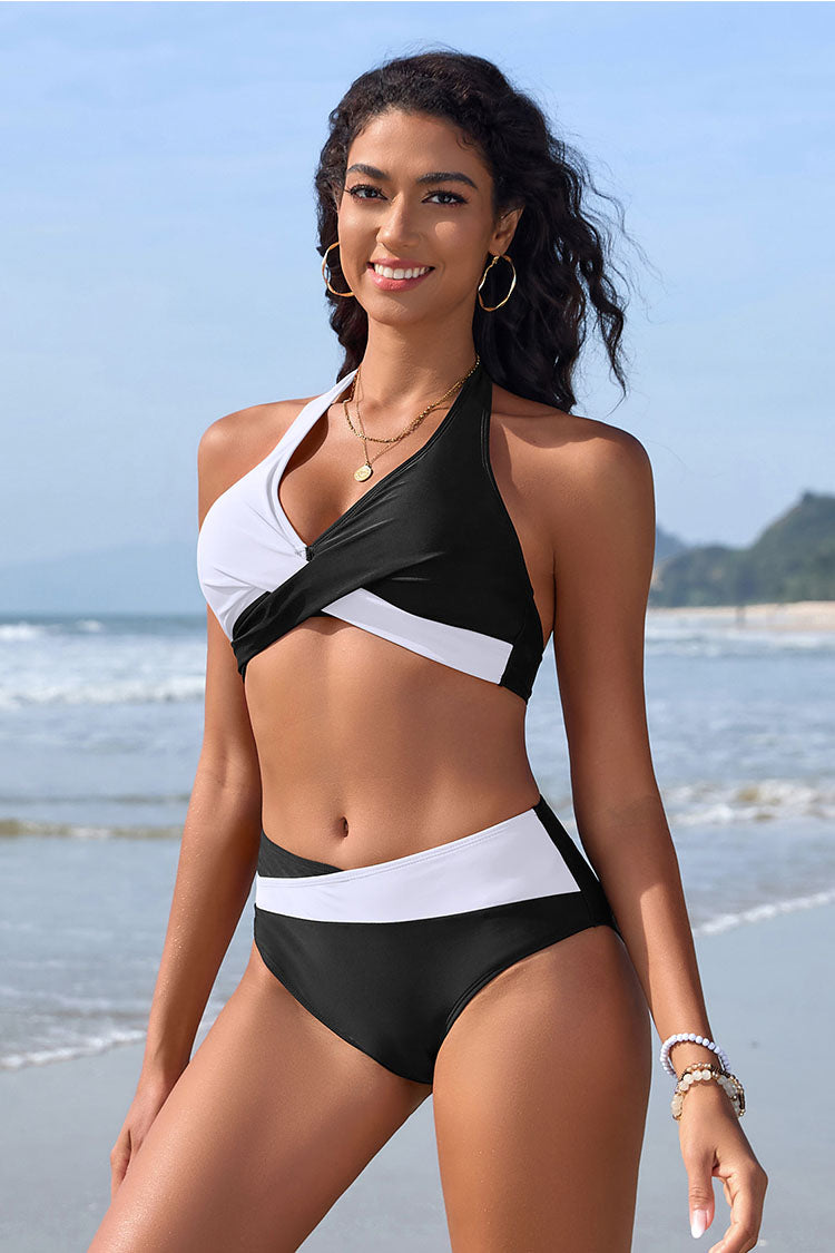 Women's Push Up Halter V Neck Bikini Set