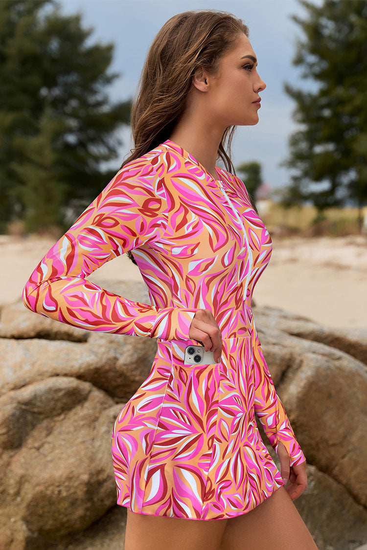 Women's Long Sleeve Zip Sun Protection Swimsuits