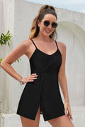 One Piece Swimdress Slimming V Neck Padded Swimsuit