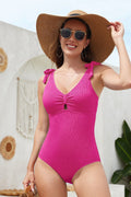  One Piece Swimsuit Cut Out Plunge Neck Swimming