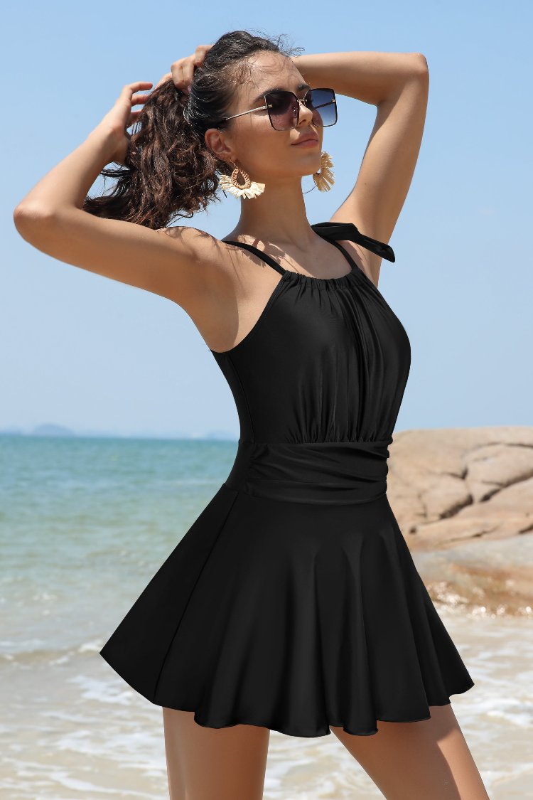 Halter High Neck Bandage One Piece Swimdress