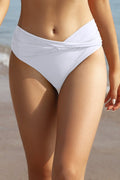 Twist Front Mid-waist Solid Bikini Bottoms