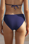 Twist Front Mid-waist Solid Bikini Bottoms