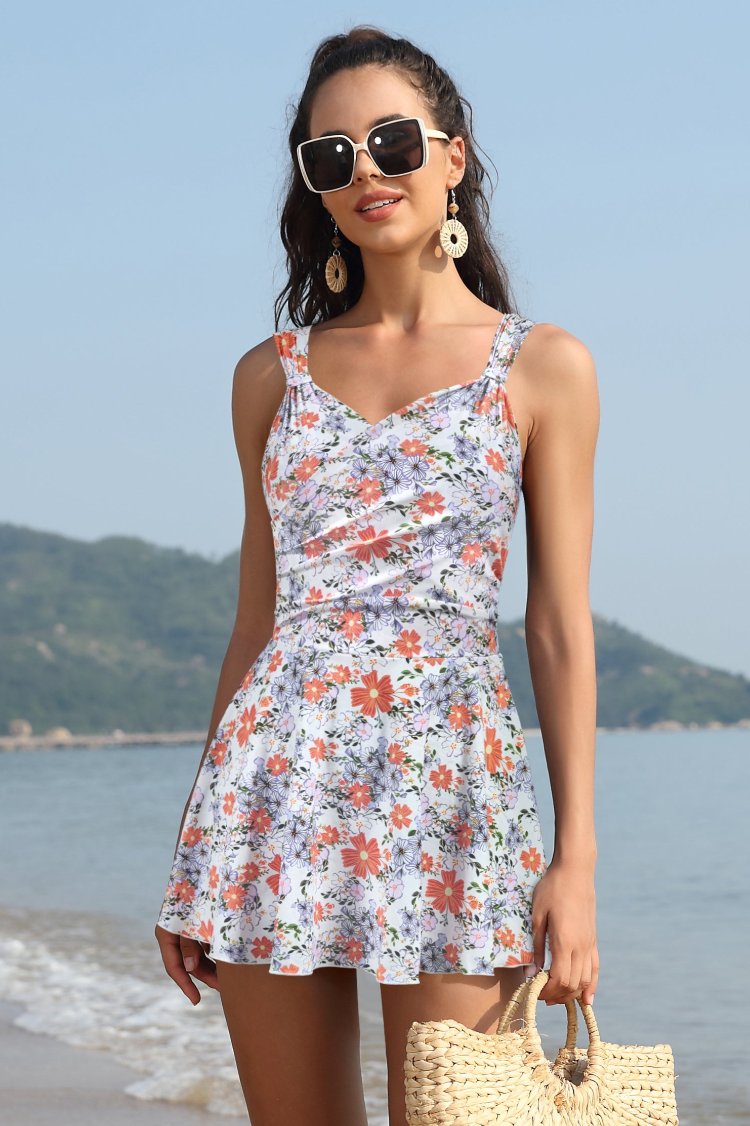 Elegant Crossover Skirted Swimsuit | Shekini