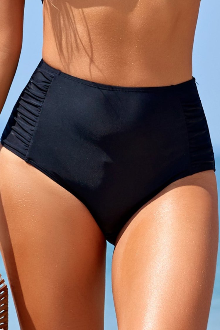 Retro High Waisted Ruched Side Bikini Bottom