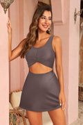 Cutout One Piece Skirt Swimsuit Twist Front Ruched Swimdress