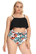 Ruffle High Waisted Ruched Plus Size Two Piece Swimsuits