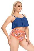 Ruffle High Waisted Ruched Plus Size Two Piece Swimsuits