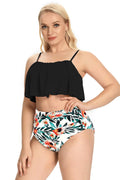 Ruffle High Waisted Ruched Plus Size Two Piece Swimsuits