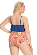 Ruffle High Waisted Ruched Plus Size Two Piece Swimsuits