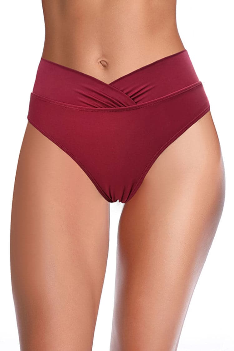 SHEKINI Twist Front High Waisted Bikini Bottoms