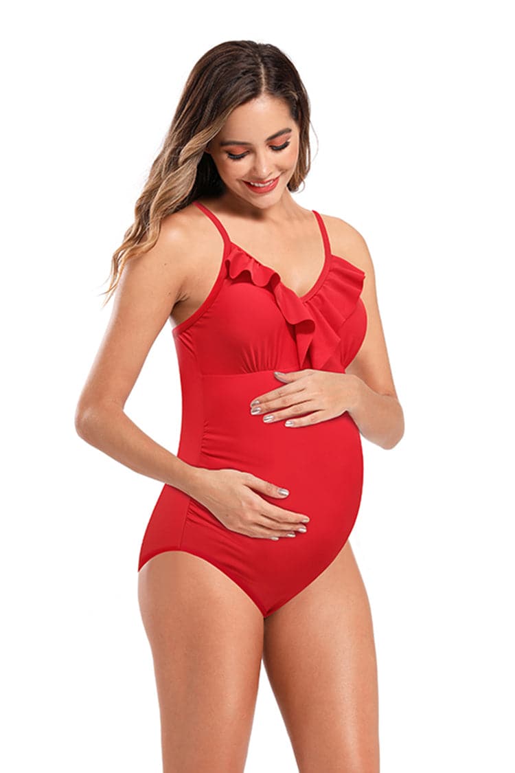 SHEKINI Flounce Maternity One Piece Swimsuits Beachwear