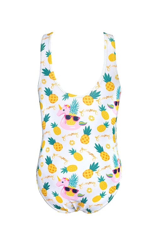 SHEKINI Pineapple Flamingo Ruched Kids Girl Swimsuits