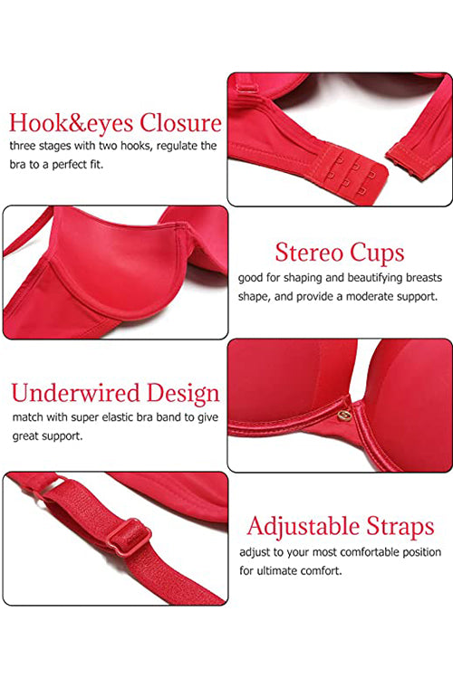 SHEKINI Stitching Glossy Hanging Corner Cup Underwire Bra 2 Pack