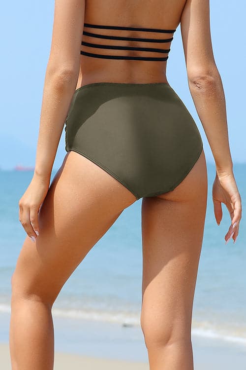 Retro High Waisted Ruched Side Bikini Bottom