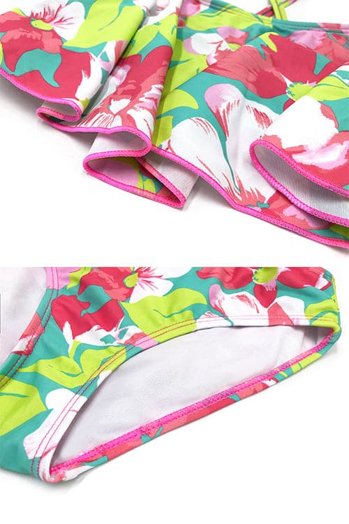 Girls Two Piece Swimsuits Printing Flounce Bathing Suits