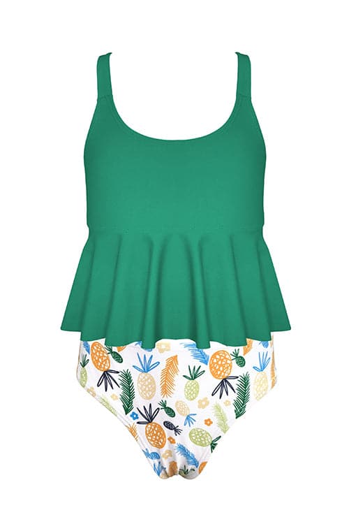 SHEKINI Floral Print Flounce Ruffled Tankini Bikini Sets Girl Swimsuit