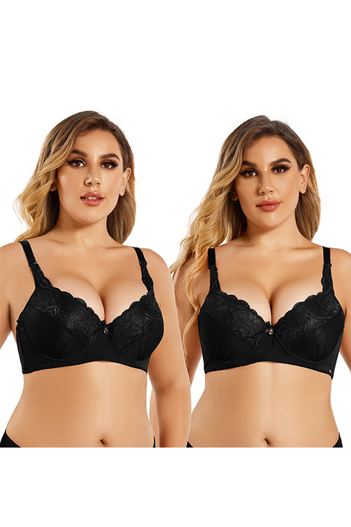 SHEKINI Stitching Lace Wrinkle Lingerie Top Plus Size Two Pieces