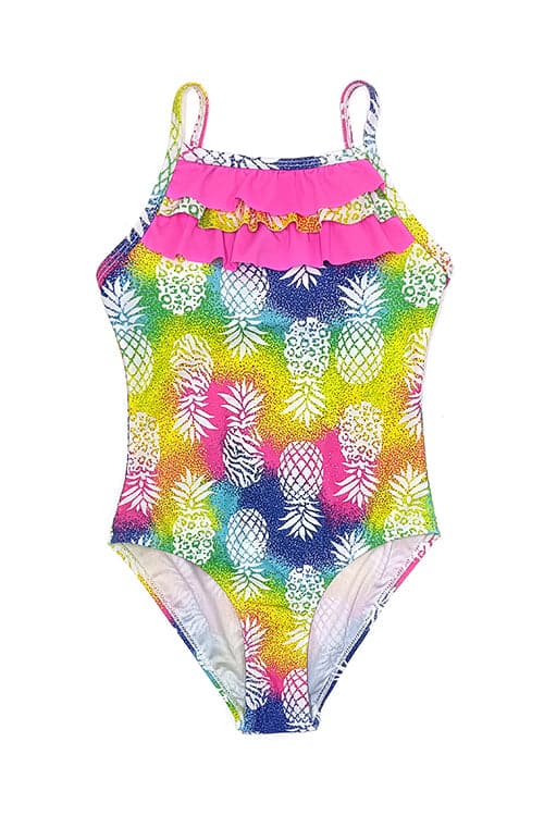 SHEKINI Floral Print Ruffle Kids Girl Swimsuits