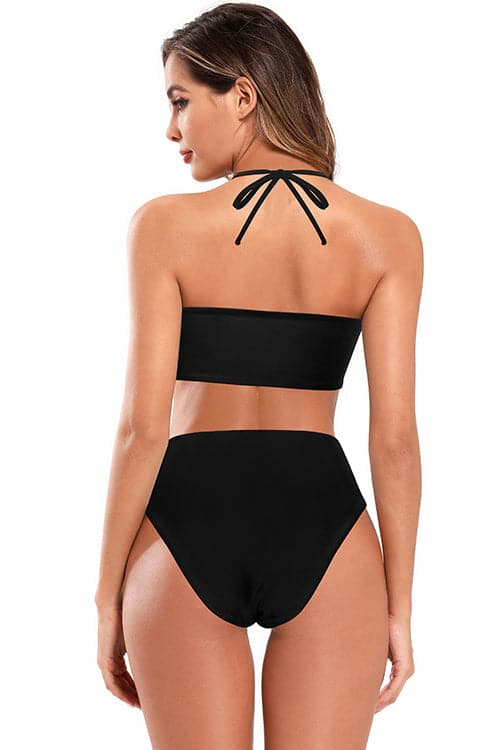 Womens Halter Bandeau Bikini High Waist Two Piece Swimsuit
