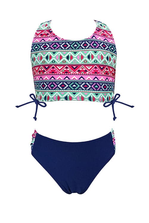 SHEKINI Girls Swimwear Ruched Tie Side Bikini Set