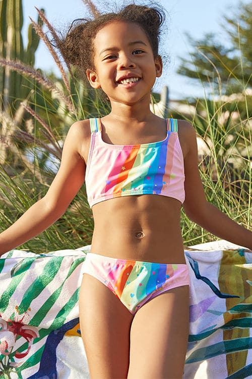 SHEKINI Toddler Baby Girls Swimsuits Rainbow Sport Bikini Set