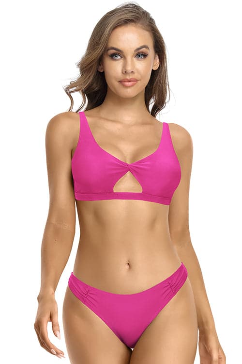 Twist Front Cutout Ruched Low Waisted Sexy Bikini | SHEKINI