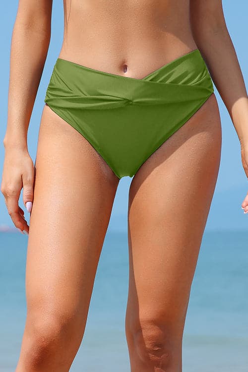 SHEKINI Twist Front Mid-waist Solid Bikini Bottoms