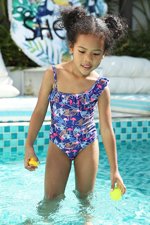 SHEKINI Oblique Shoulder Kids Girl Swimsuits