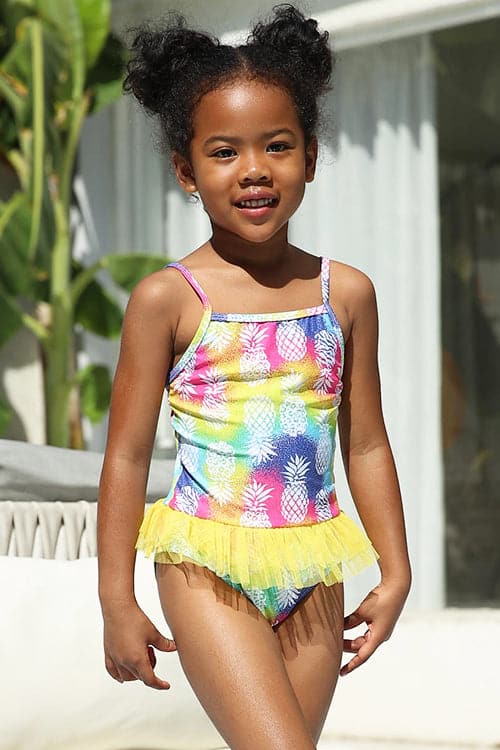 Toddler Print Ruffle Grils One Piece Swimsuits