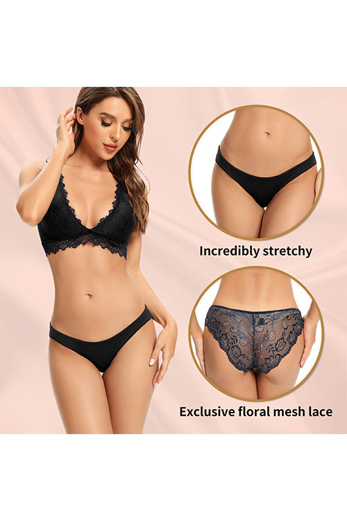 SHEKINI Hipster Briefs Lace Solid Color Panties 3 Pack