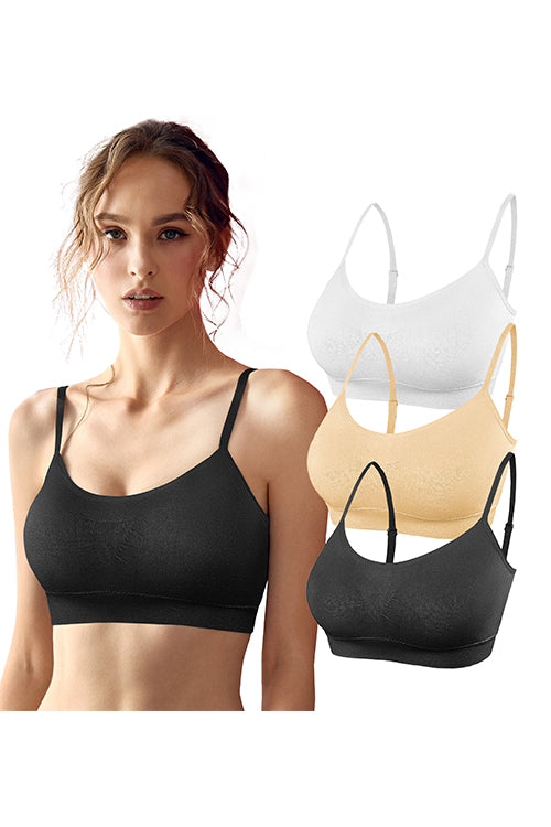 SHEKINI Women's Seamless Wirefree Bras Cooling Padded Comfort Foam Cup with  Removable Pads 3 Pack