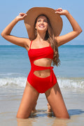 SHEKINI Bandeau Bathing Suits Sexy Cutout Bandage One Piece Swimsuits