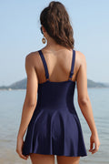 High Neck Ruched Swim Dresses For Women | Shekini