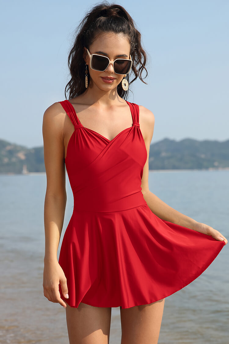 Elegant Crossover Skirted Swimsuit | Shekini