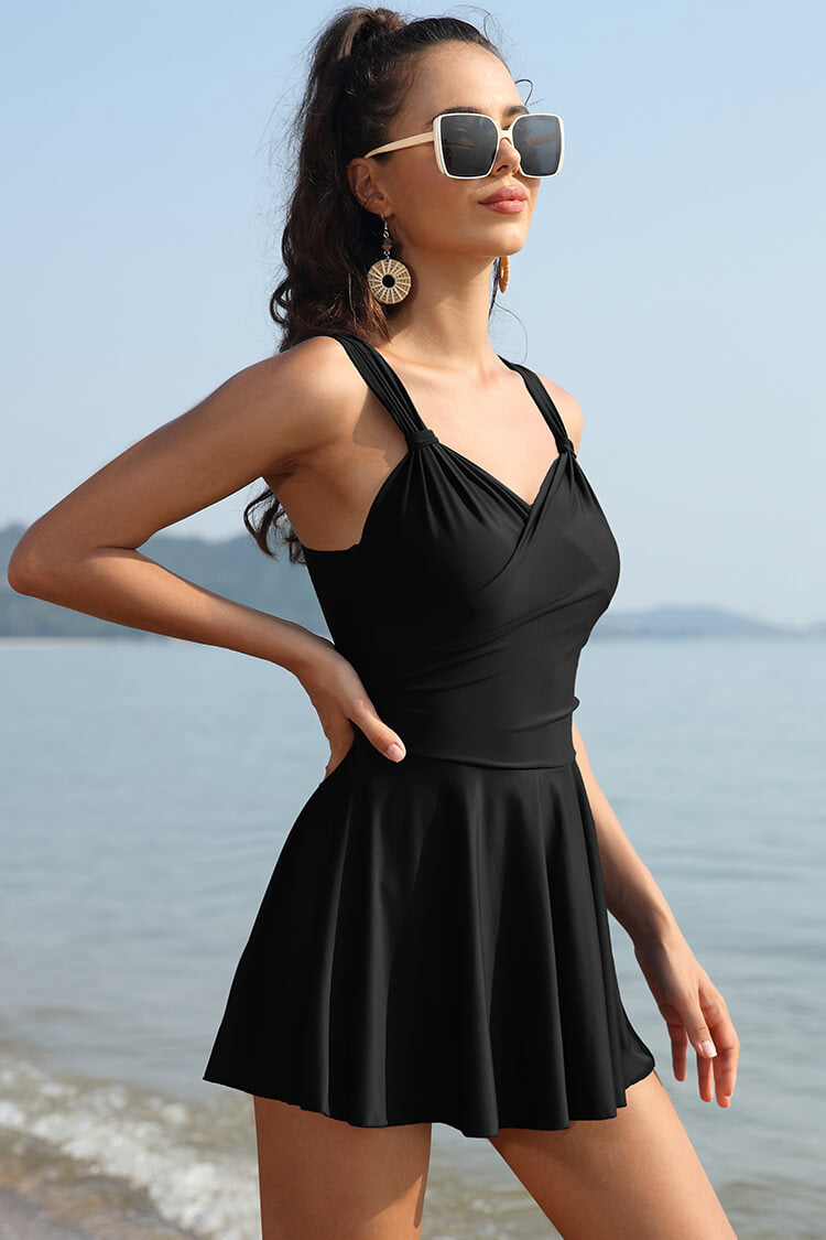 Elegant Crossover Skirted Swimsuit | Shekini