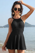 High Neck Ruched Swim Dresses For Women | Shekini