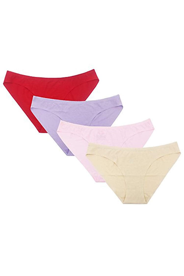 SHEKINI Seamless Soft Low Rise Brief Hipster Panties 4 Pack