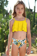 SHEKINI Ruffle Flounce Floral Print Girls Swimsuit