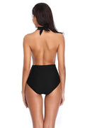 SHEKINI Deep V-Neck Halter Swimwear Backless One Piece Swimsuit