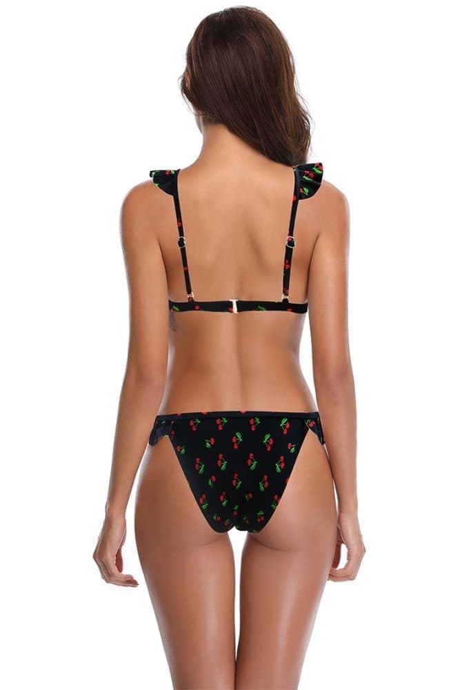 Ruffles Flounce Printing Low Waisted Sexy Bikini | SHEKINI