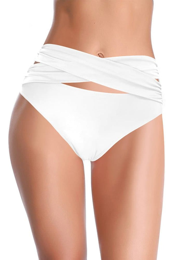SHEKINI Crisscross Front Cutout Mid Waisted Sexy Bikini Bottoms