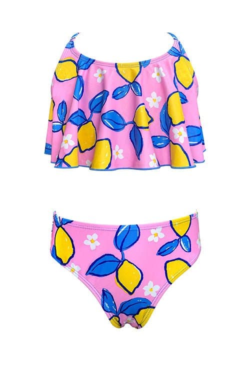 SHEKINI Girls Floral Printing Bathing Suits Ruffle Flounce High Waist Two Piece Swimsuits