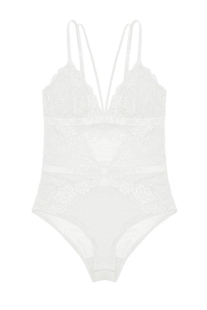 SHEKINI One Piece Floral Lace Lingerie Mesh Bodysuit